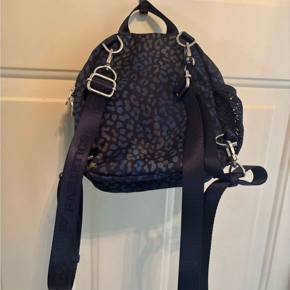 Fabletics Blue and Black Leopard Print Mini Backpack with Adjustable Straps - Picture 6 of 8